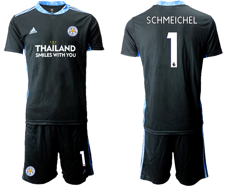 Men 2020-2021 club Leicester City black goalkeeper #1 Soccer Jerseys